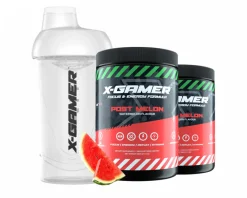 X-Gamer Drinks & Energy|2 x 600g X-Tubz Post Melon - 60 Servings + Shaker