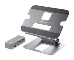 j5create Cables & Adapters|Adjustable Laptop Stand in Aluminum with Dual HDMI 4K USB-C Mini Docking Station
