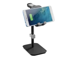 MaxMount Phone Holders|Headsets & Audio|Aluminum Headphone Stand with Tiltable Phone Holder - Black