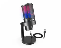 Fifine Headsets & Audio|AMPLIGAME A8 Plus RGB USB Microphone with 4 Polar Patterns (PC/PS4/PS5) - Black