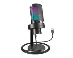 Fifine Headsets & Audio|AMPLIGAME A8 Plus RGB USB Microphone with 4 Polar Patterns (PC/PS4/PS5) - Black