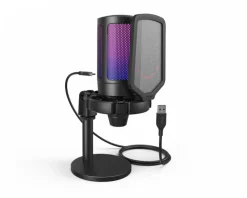 Fifine Streaming & Recording|Headsets & Audio|AMPLIGAME A6 USB Gaming Microphone RGB (PC/PS4/PS5) - Black