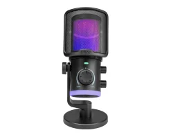 Fifine Headsets & Audio|Ampligame AM6 Condenser Microphone with RGB - Black