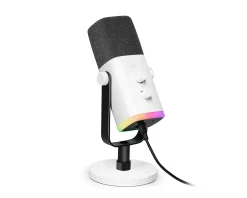 Fifine Headsets & Audio|AMPLIGAME AM8 RGB USB/XLR Microphone - Dynamic Mic - White