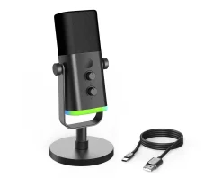 Fifine Headsets & Audio|AMPLIGAME AM8 RGB USB/XLR Microphone - Dynamic Mic - Black