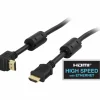 Deltaco Xbox|Playstation|Angled HDMI Kabel High Speed with Ethernet, 4K, Ultra HD in 60Hz - Black - 1m