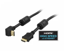 Deltaco Xbox|Playstation|Angled HDMI Kabel High Speed with Ethernet, 4K, Ultra HD in 60Hz - Black - 0.5m