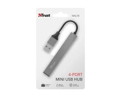 Trust Cables & Adapters|Halyx Aluminium Mini 4-Ports USB-A 2.0 Hub