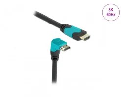 Delock Cables & Adapters|High Speed HDMI-Cable 2.1 Downwards angled - Black - 1m