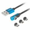 Lanberg Cables & Adapters For Mobile|3in1 Premium Magnetic Angled Cable QC 3.0 - Blue