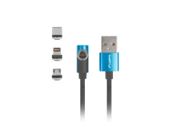 Lanberg Cables & Adapters For Mobile|3in1 Premium Magnetic Angled Cable QC 3.0 - Blue
