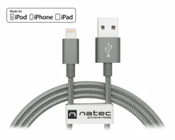 Natec Cables & Adapters|Cables & Adapters For Mobile|Lightning MFi Cable Nylon - Lightning to USB (1.5 m) Gray