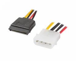 Lanberg Computer Components|Molex (Male) 4 PIN to 2X SATA (Female) 15 PIN Cable 30cm