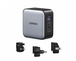 UGREEN Cables & Adapters For Mobile|Cables & Adapters|Nexode 65W 3-Port GaN Wall Charger with Travel Adapter (US/UK/EU)