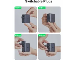 UGREEN Cables & Adapters For Mobile|Cables & Adapters|Nexode 65W 3-Port GaN Wall Charger with Travel Adapter (US/UK/EU)