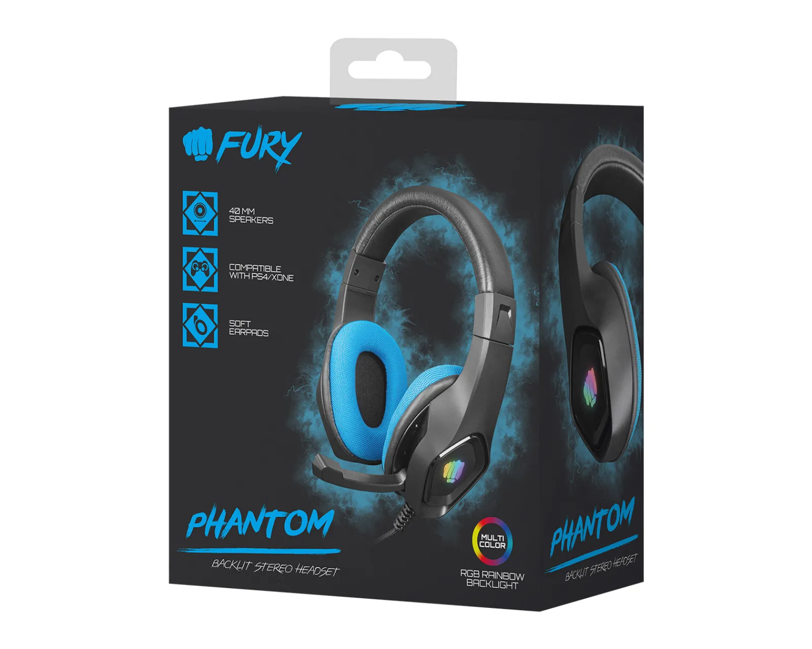 Fury Xbox|Playstation|Phantom Stereo Gaming Headset RGB (PC/PS4/Xbox One/Switch) - Black/Blue