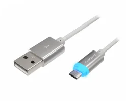 Natec Cables & Adapters|Cables & Adapters For Mobile|PRATI Charging Cable Micro USB to USB-A 2.0 - Silver LED 1m