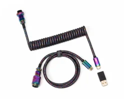 Keychron Cables & Adapters|Premium Coiled Aviator Cable USB-C - Rainbow Plated Black