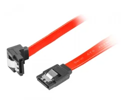 Lanberg Computer Components|SATA 2 Angled (3GB/S) 50cm Metal Clips - Red