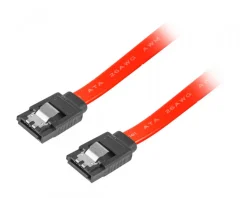 Lanberg Computer Components|SATA 3 (6GB/S) 50cm Metal Clips - Red