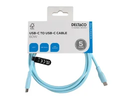 Deltaco Cables & Adapters For Mobile|Cables & Adapters|USB-C Charging Cable 60W Silicone - Turquoise - 1,5m