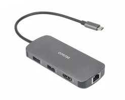 Deltaco Cables & Adapters|Storage Devices|USB-C Docking Station with 8 Ports - Grey