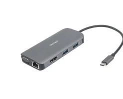 Deltaco Cables & Adapters|Storage Devices|USB-C Docking Station with 9 Ports - Grey