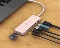 j5create Cables & Adapters|USB-C Multi-Port Hub with 60W Power Delivery - Pink