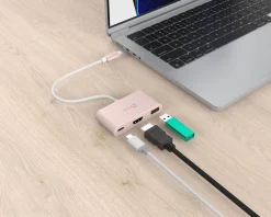 j5create Cables & Adapters|USB-C to HDMI 4K and USB Type-A with 90W Power Delivery - Pink