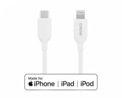 Deltaco Cables & Adapters For Mobile|USB-C to Lightning MFi - Charge/sync cable 1m - White