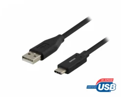 Deltaco Cables & Adapters For Mobile|Cables & Adapters|USB-C to USB-A 2.0 Cable Black - 1 meter